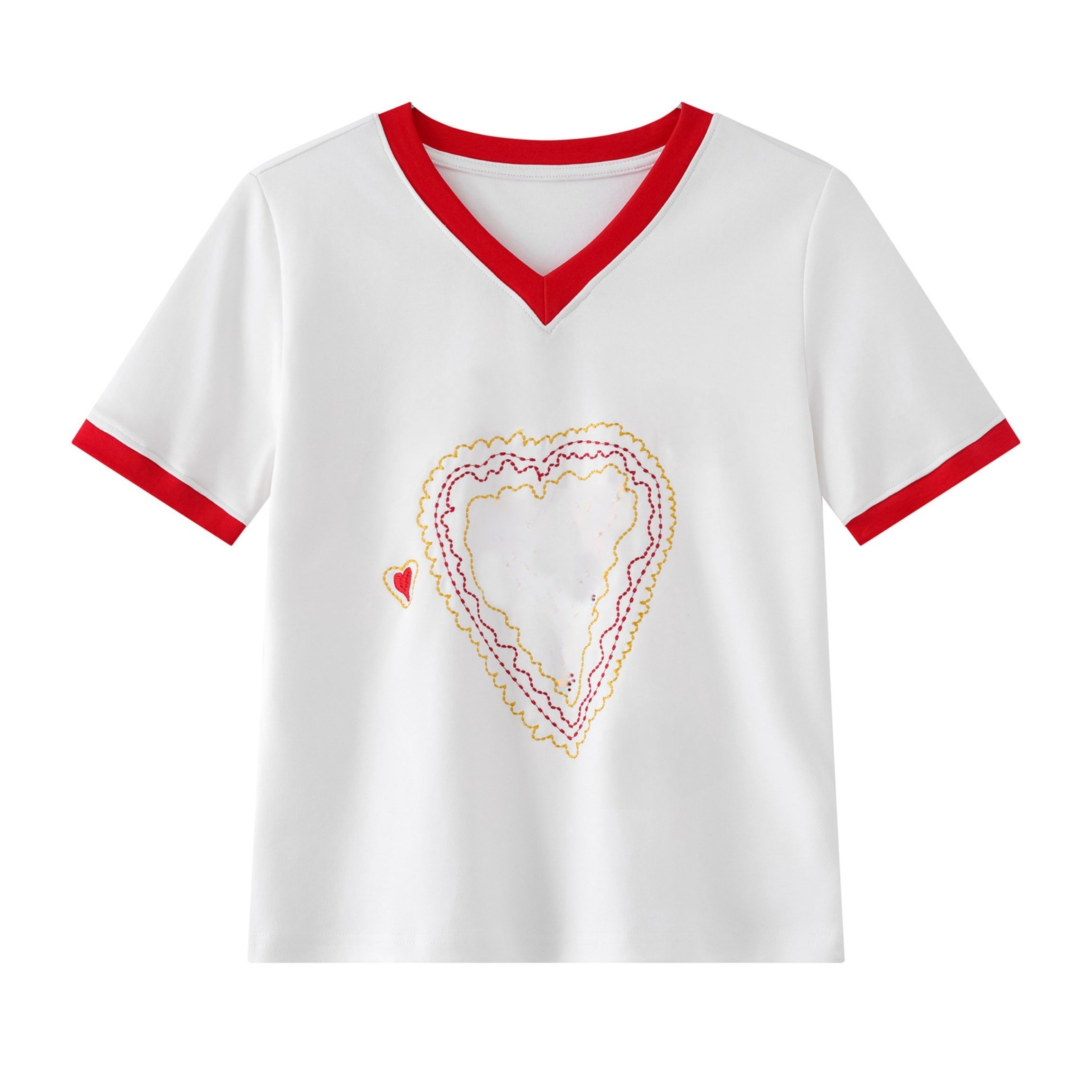 Red Contrast Patchwork T-Shirt